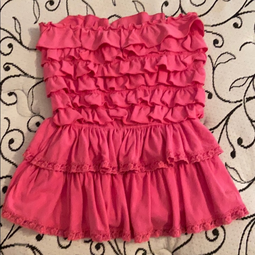 Pink strapless blouse from Abercrombie & Fitch